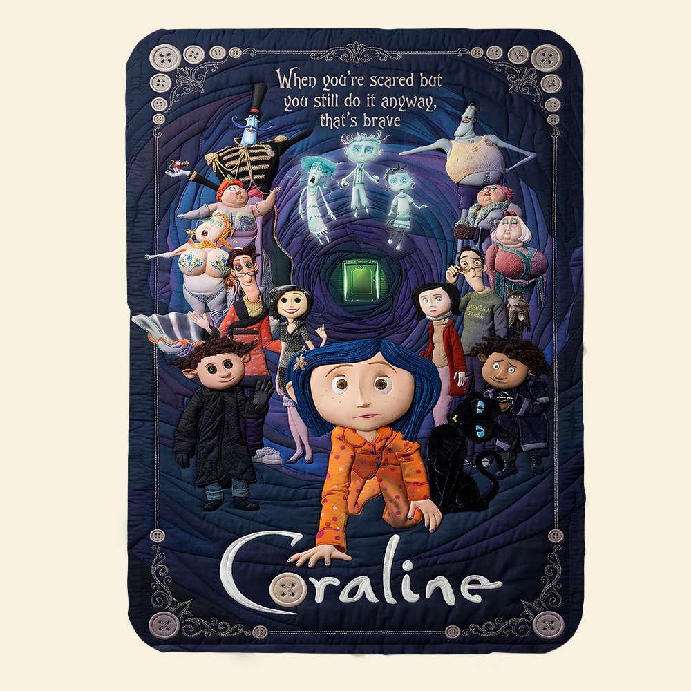Brave Coraline Blanket - Personalized Gift for Fans of Adventure and Courage Blanket PopCulturePrints