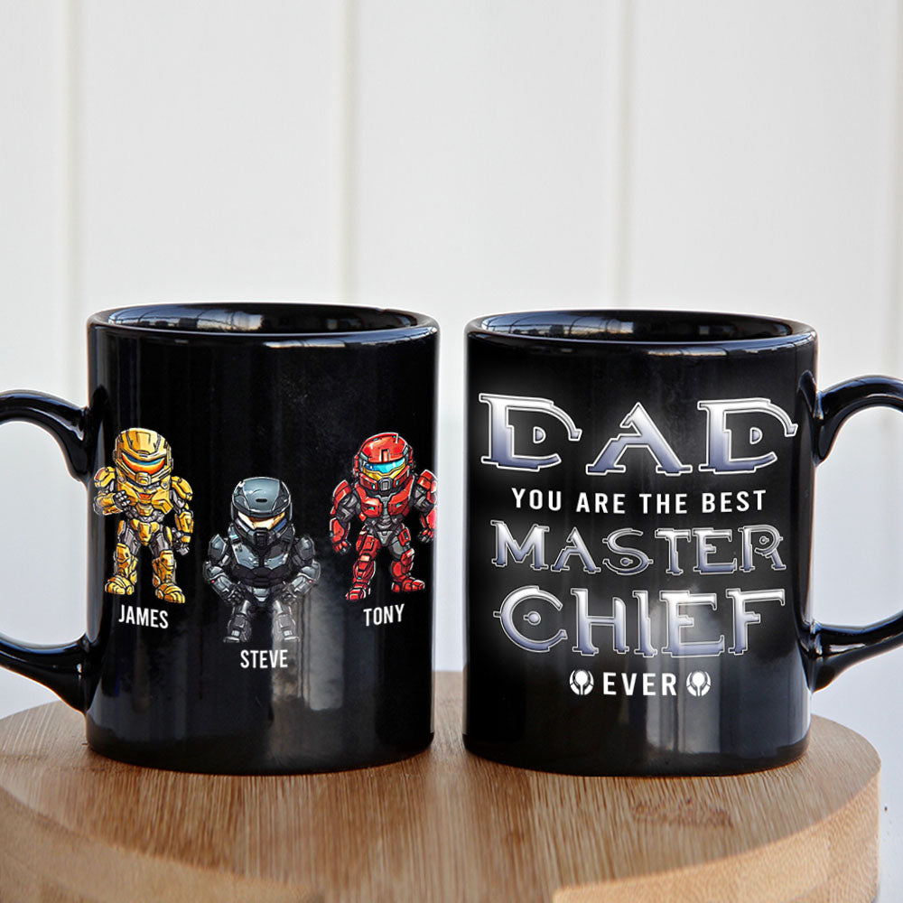 Personalized Best Dad Gaming Coffee Mug - Master Chief Design Coffee Mug PopCulturePrints