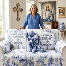 Load image into Gallery viewer, Sacred Templar Knight Toile De Jouy Quilted Sofa Cover, Personalized Gifts For Christians 02qhdt290626 Sofa Cover PopCulturePrints

