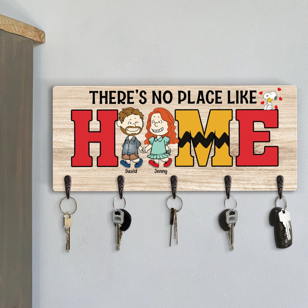 Personalized Cartoon Couple Key Hanger - There's No Place Like Home