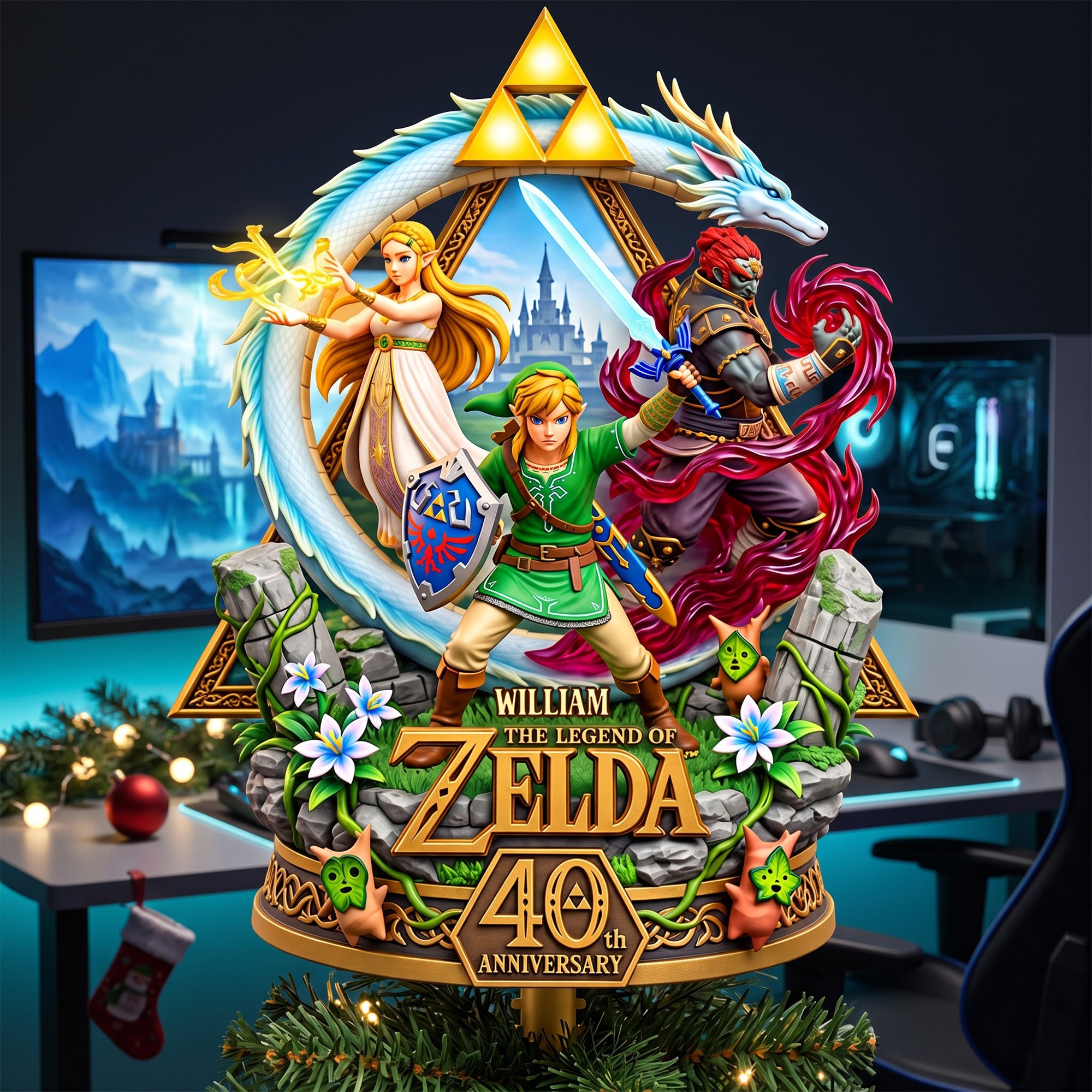 Celebrate 40 Years of Adventure - Personalized Acrylic Christmas Tree Topper for Gamers Ornament PopCulturePrints
