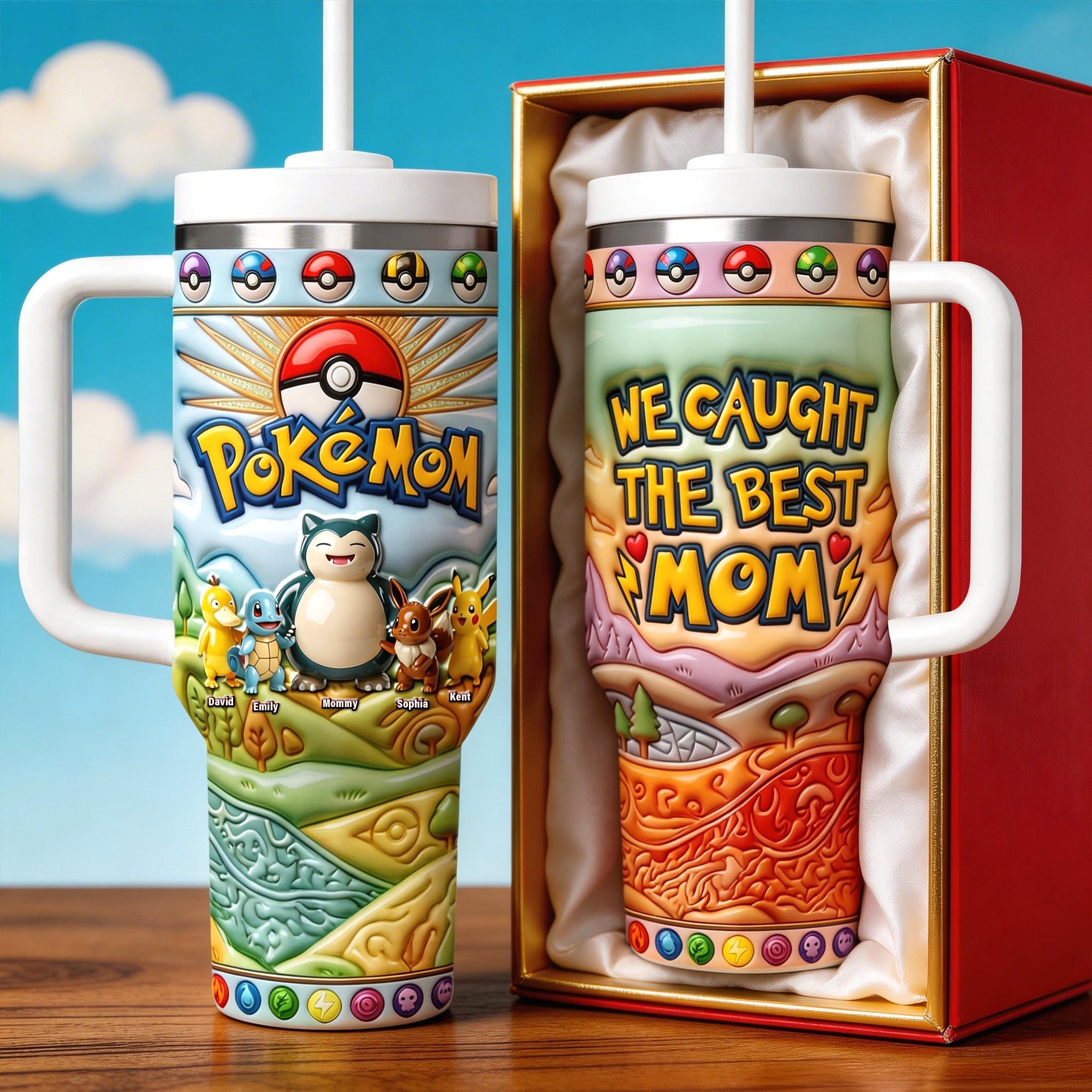 We Caught the Best Mom - 40oz Tumbler With Handle - Personalized Gift for Moms and Grandmas Tumbler Cup PopCulturePrints