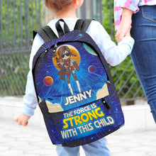 Load image into Gallery viewer, Personalized Space Adventure Kid&#39;s Backpack - The Force is Strong with Your Child
