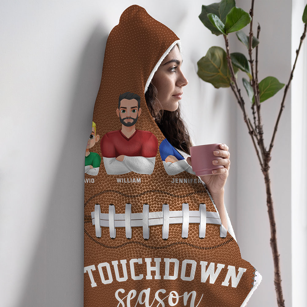 Personalized Football Family Hooded Blanket - Touchdown Season Blanket PopCulturePrints