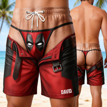 Load image into Gallery viewer, Unleash Your Inner Hero - Funny Masked Hero Men's Beach Shorts - Custom Personalized Gift for Him
