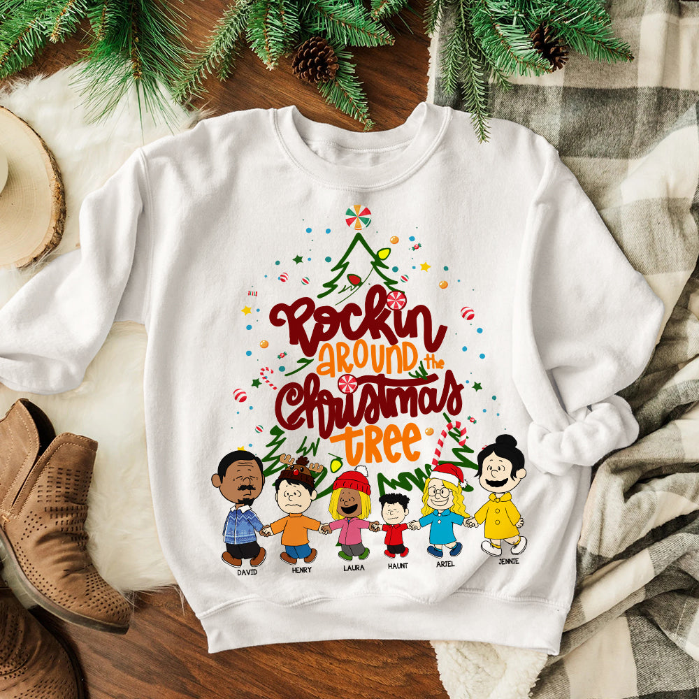 Personalized Family Christmas Sweatshirt - Rockin' Around the Tree