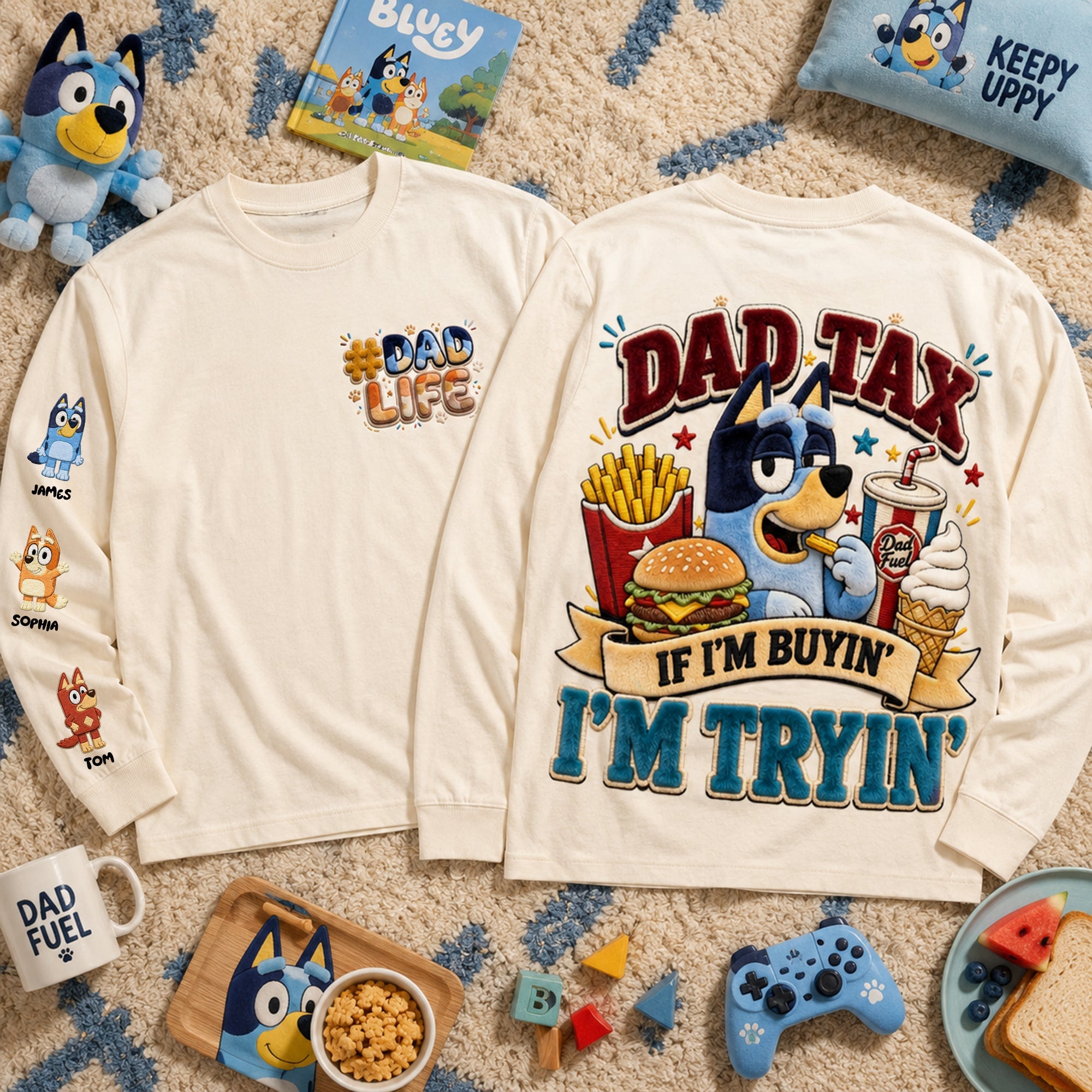 “Dad Tax: If I'm Buyin', I'm Tryin'” - Personalized Dad Shirt - Perfect Gift for Dads and Grandpas