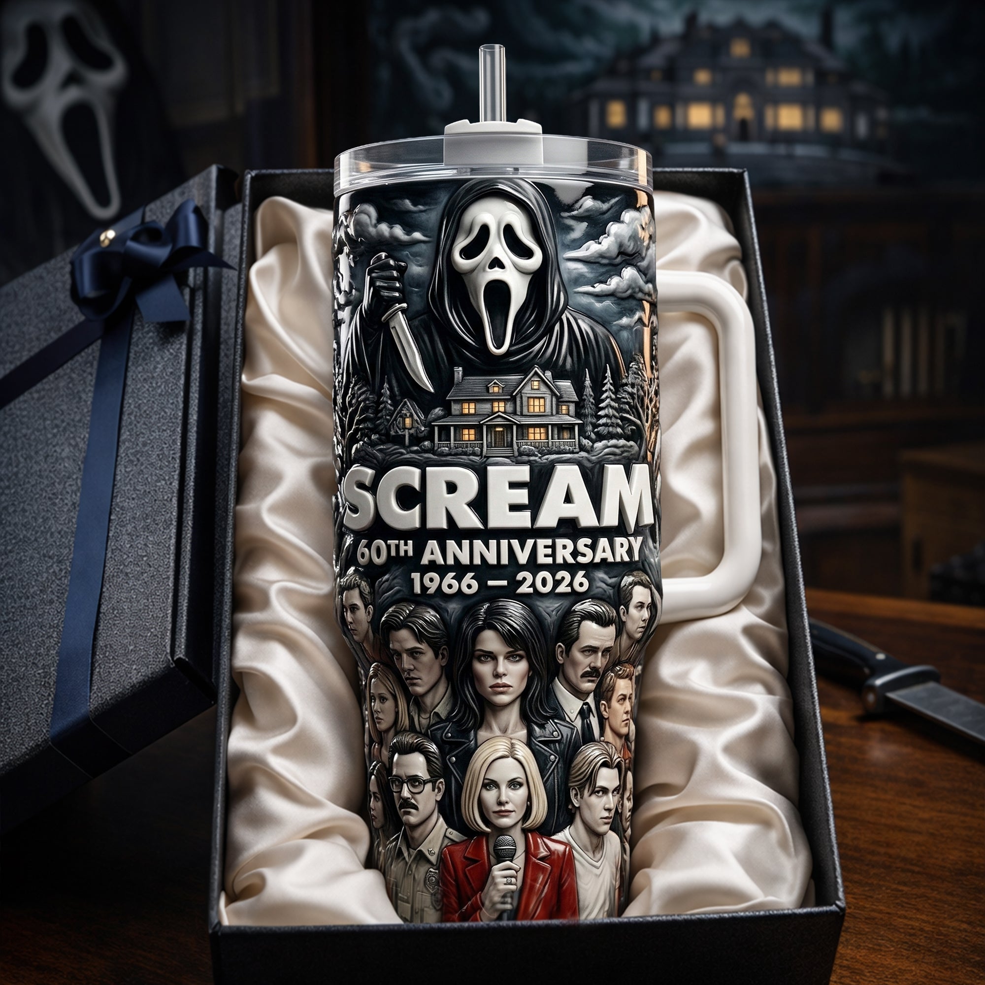 “Celebrate the Horror Legacy!” - 60th Anniversary 40oz Tumbler - Custom Gift for Horror Lovers, Fans, and Collectors Tumbler Cup PopCulturePrints