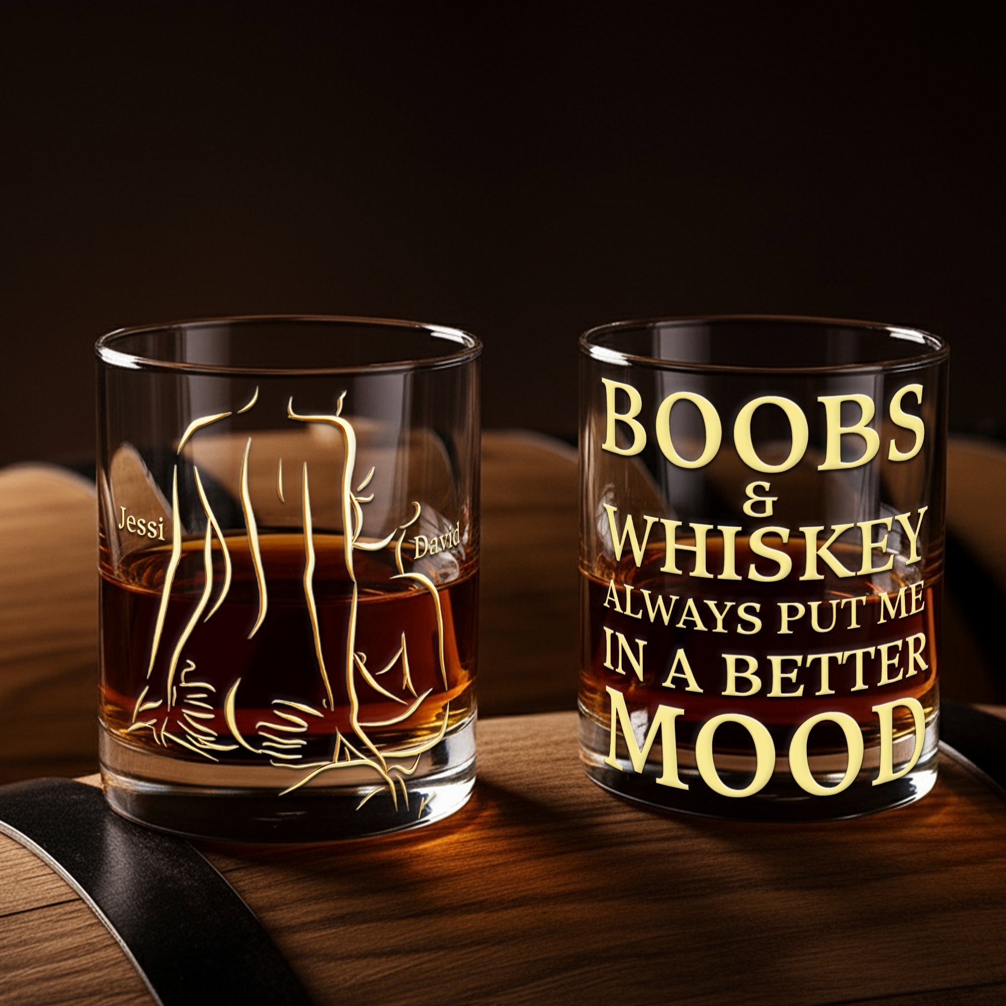 “Cheers to Love and Laughter!” - The Best Mood Round Glass - Personalized Gifts For Couples Glass PopCulturePrints