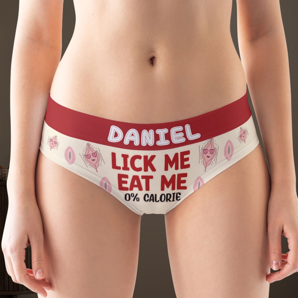 Personalized 0% Calorie Women's Briefs - Fun & Cheeky Lick Me Eat Me Design Boxer Briefs PopCulturePrints