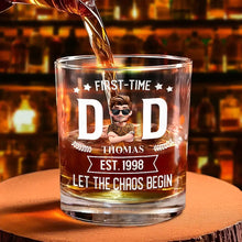 Load image into Gallery viewer, &quot;Cheers to First-Time Dads!&quot; - Personalized Whiskey Glass for New Dads Whiskey Glass PopCulturePrints
