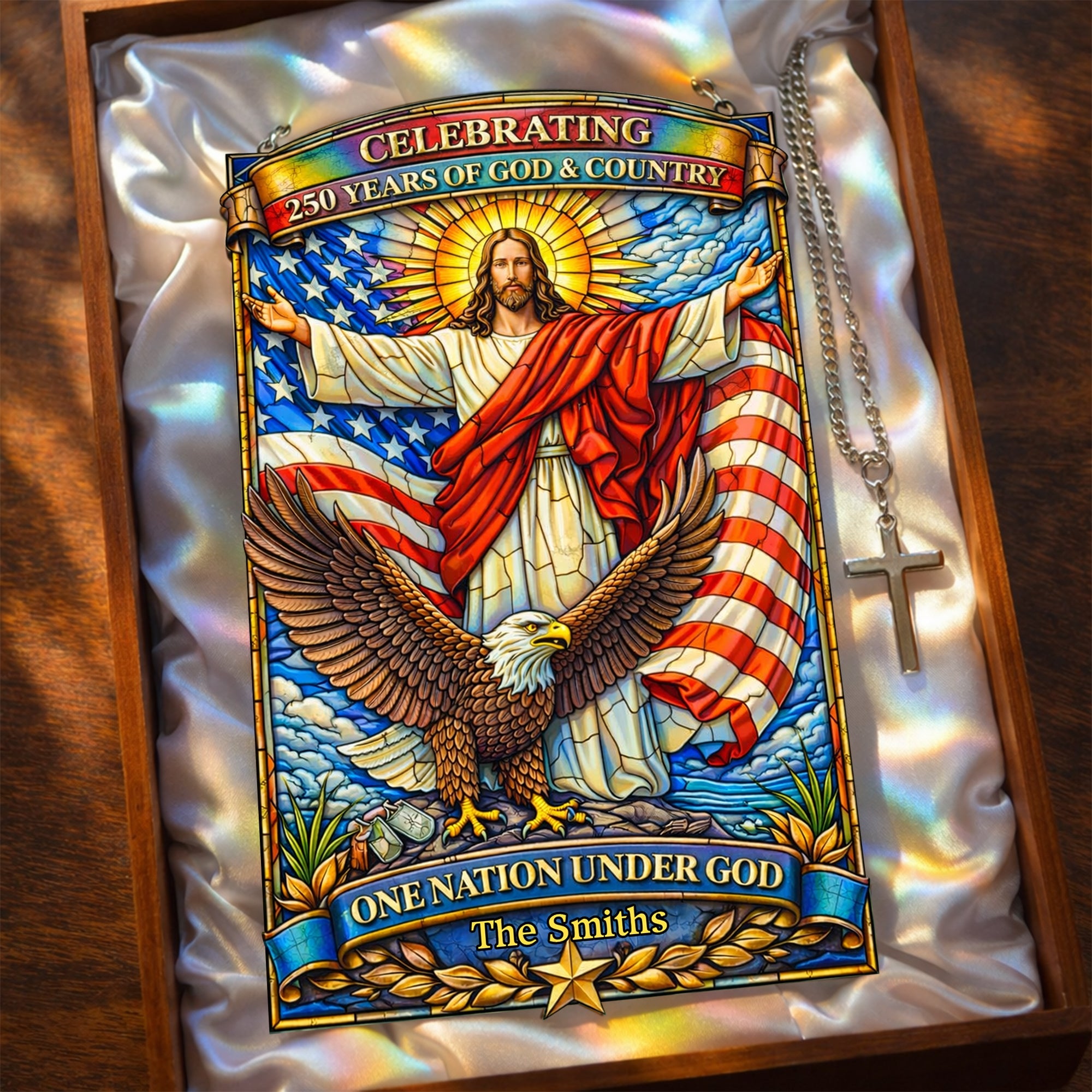 God Blessed America - Celebrating 250 Years of God & Country Suncatcher - Personalized Gift for Friends and Family Ornament PopCulturePrints