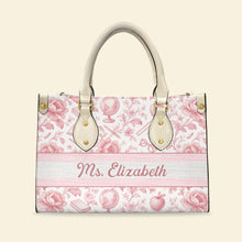 Load image into Gallery viewer, Personalized Classic Toile Pattern Leather Bag – A Meaningful Gift for Teachers, Friends, and Loved Ones Leather Bag PopCulturePrints
