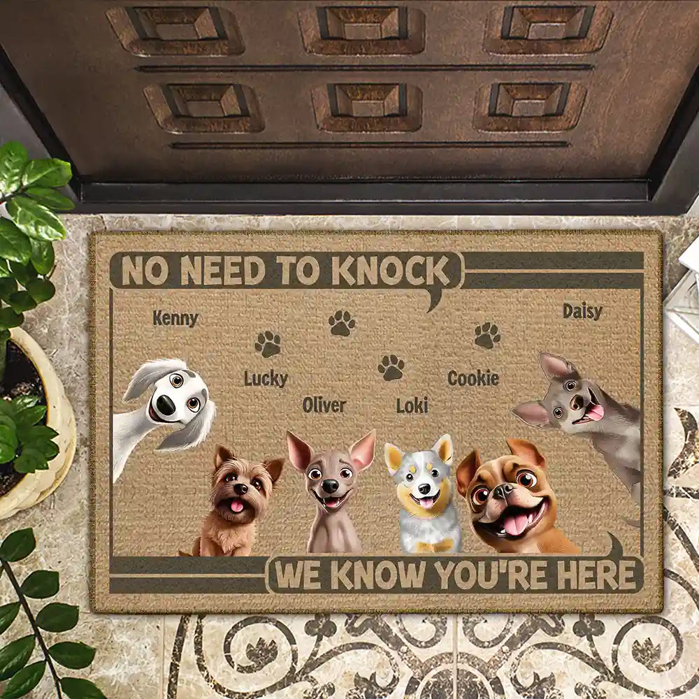 No Need To Knock! We Know You're Here - Personalized 3D Dog Doormat Doormat PopCulturePrints