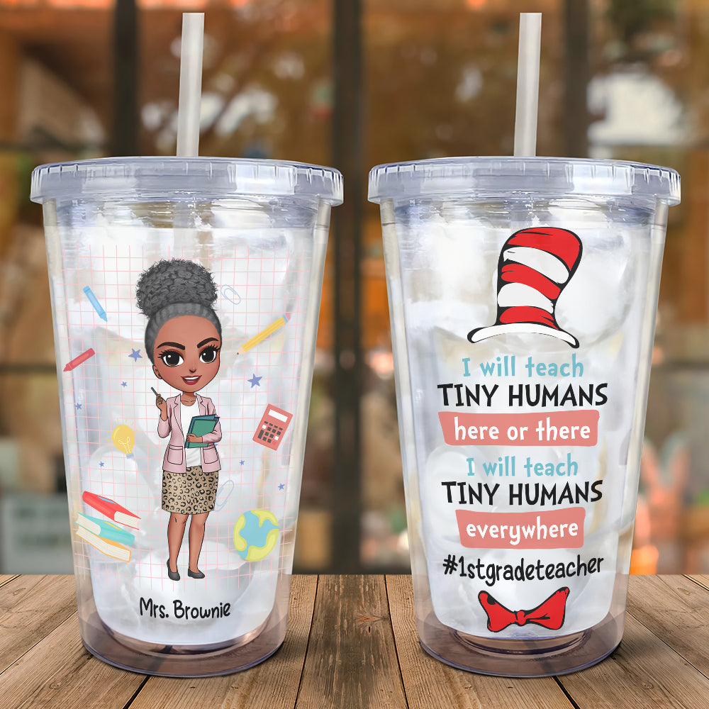 Personalized Teacher Tumbler - Teach Tiny Humans Tumbler Cup PopCulturePrints