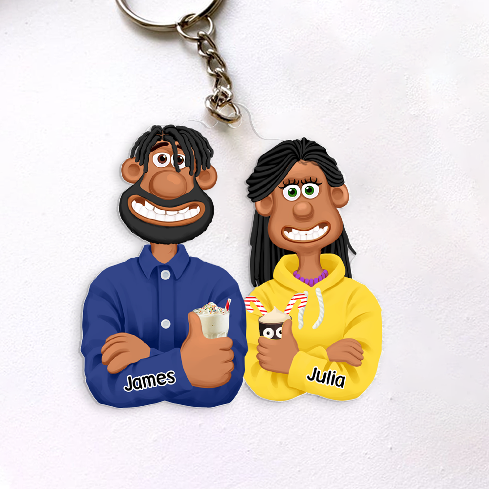 Custom Cartoon Couple Keychain - Personalized Gift