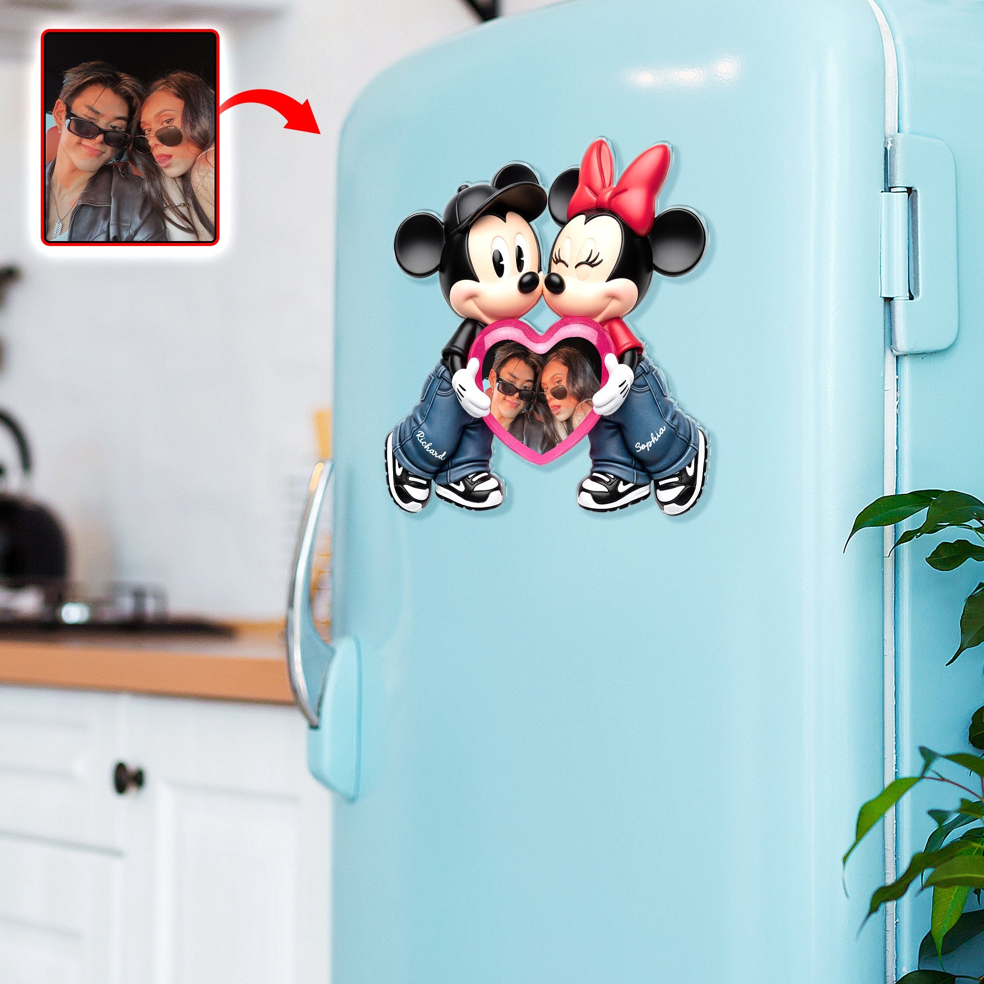 "Capture Your Love, Celebrate Your Moments" - Romantic Couple Fridge Magnet, Custom Photo Gift for Couples Fridge Magnet PopCulturePrints