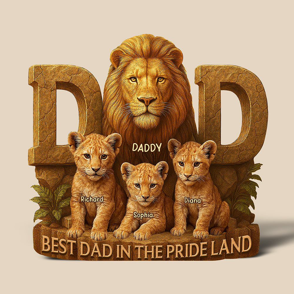 Best Dad In The Pride Land - Personalized Plaque for Dads Shaped Plaques PopCulturePrints