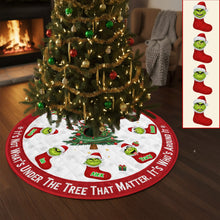 Load image into Gallery viewer, “It's Not What's Under The Tree That Matter, It’s Who’s Around It” - Green Monster Family Tree Skirt - Personalized Gift for Family Christmas Tree Skirt PopCulturePrints

