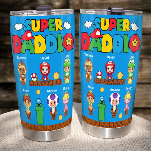 Personalized Super Dad Tumbler - Custom Father's Day Gift Tumbler Cup PopCulturePrints