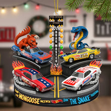 Load image into Gallery viewer, &quot;Rev Up Your Holiday Spirit!&quot; - Festive Rivalry Christmas Ornament - Personalized Gifts for Drag Racing Enthusiasts Ornament PopCulturePrints
