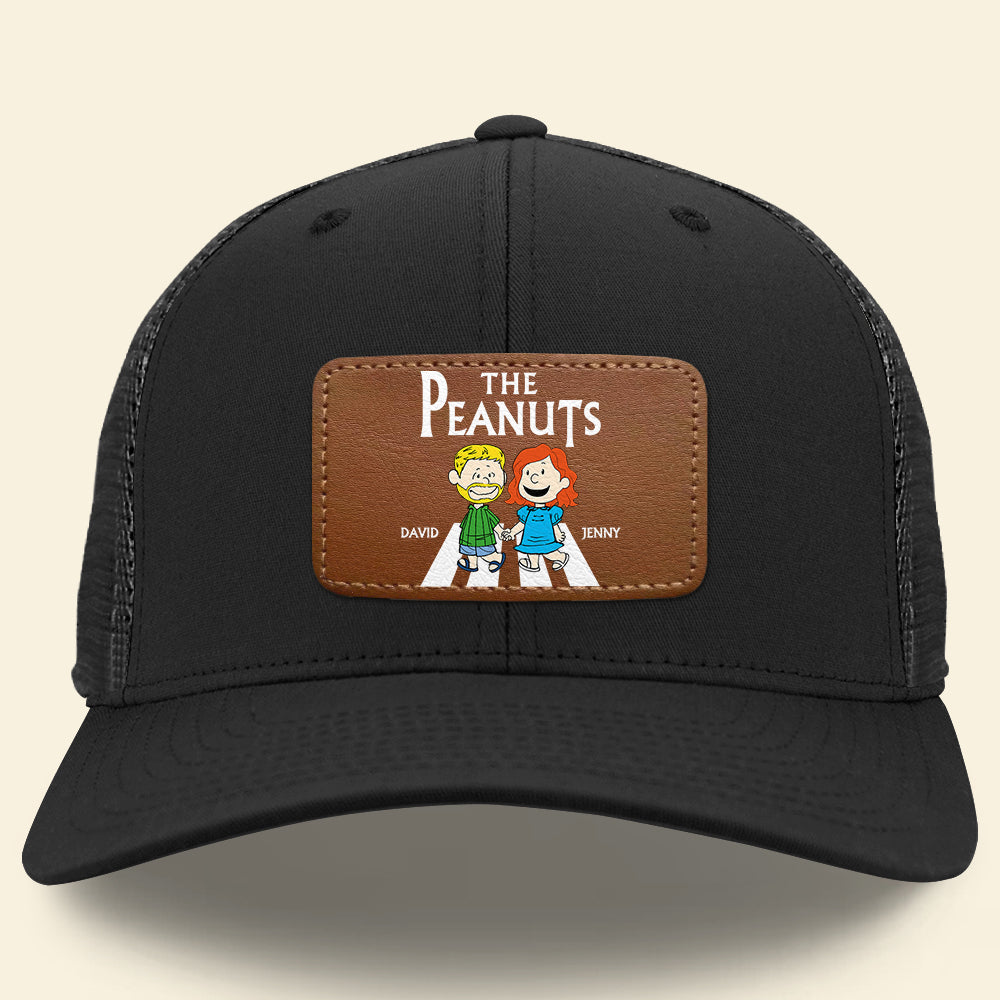 Personalized Couples Leather Patch Hat - Peanuts Custom Design