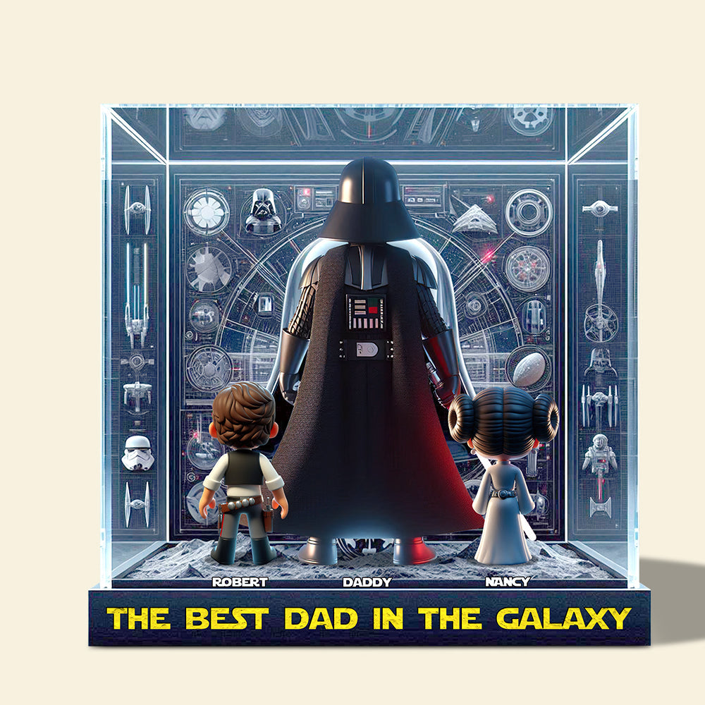 The Best Dad in the Galaxy - Personalized Acrylic Plaque Gift for Dads, Grandpas & Fathers Shaped Plaques PopCulturePrints