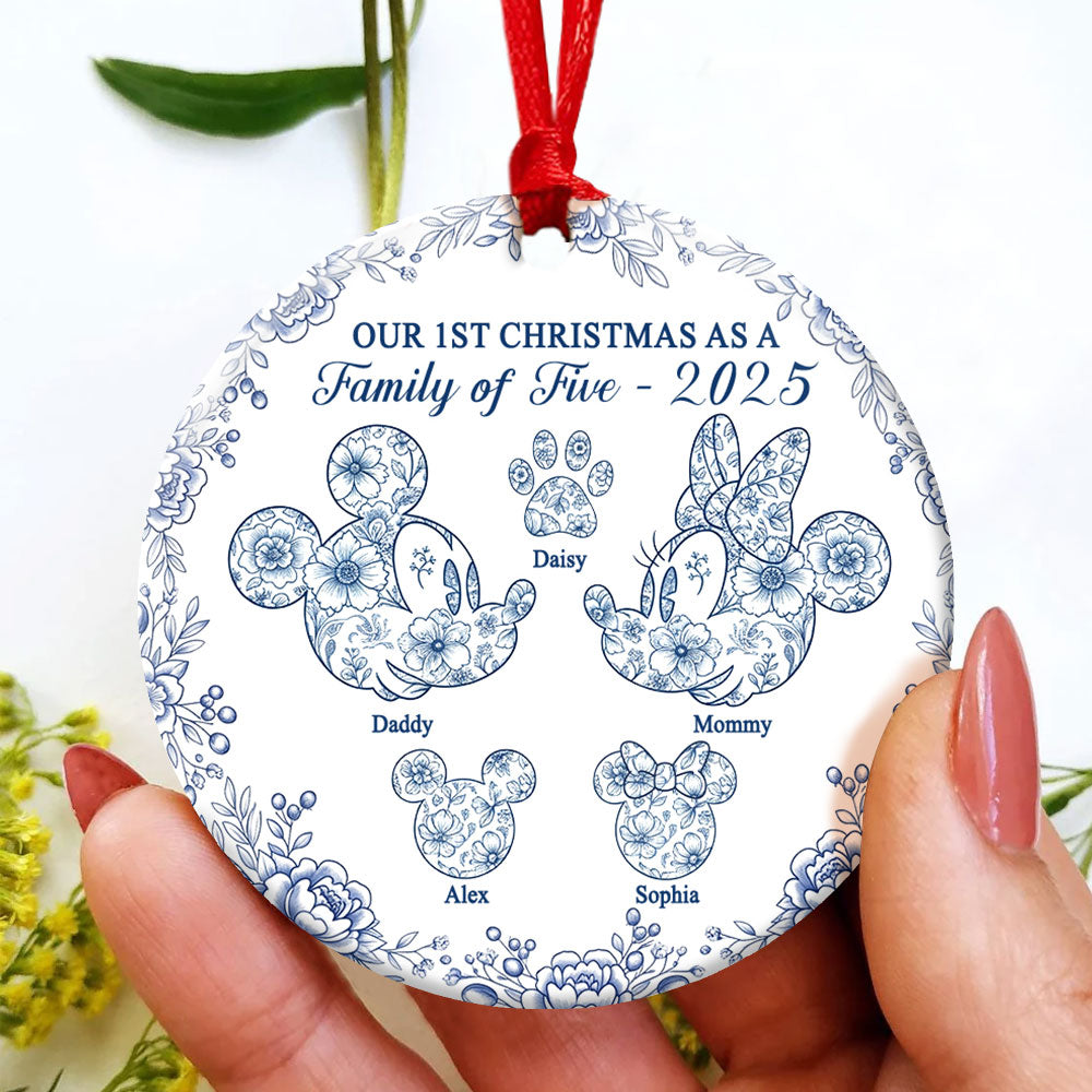 Cute Four Toile Family Ornament - Personalized Family Gift for Every Occasion Ornament PopCulturePrints