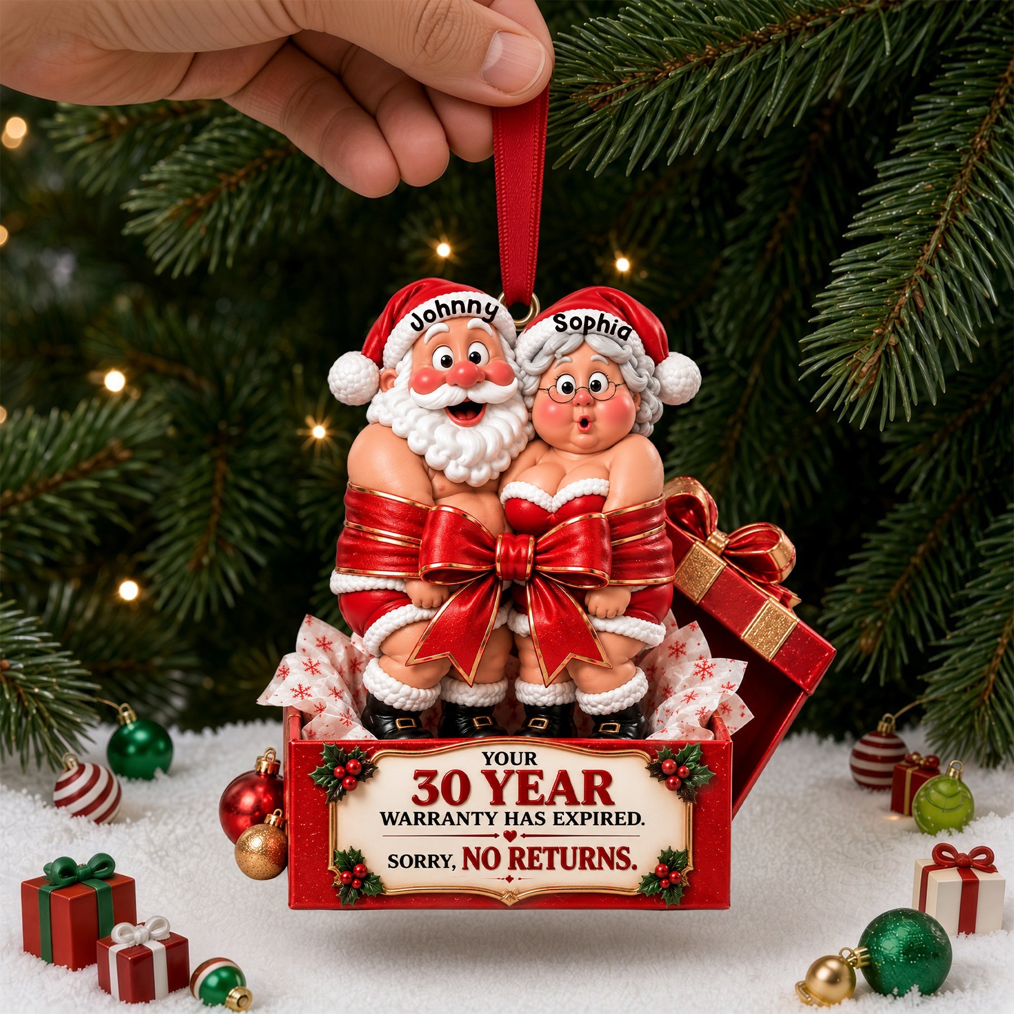 “Your 30 Year Warranty Has Expired!” - Personalized Christmas Ornament for Couples