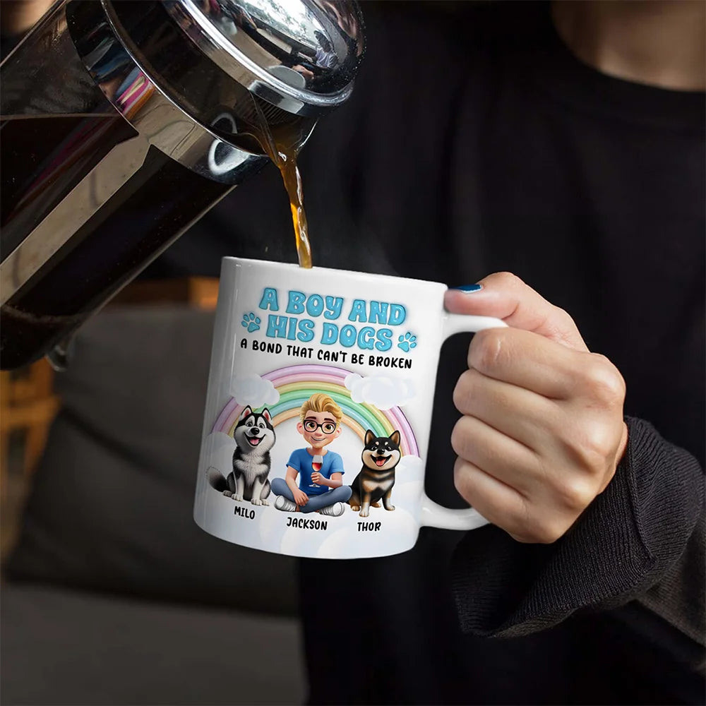 A Bond That Can't Be Broken - Rainbow A Girl And Her Dogs Personalized Mug Mug PopCulturePrints