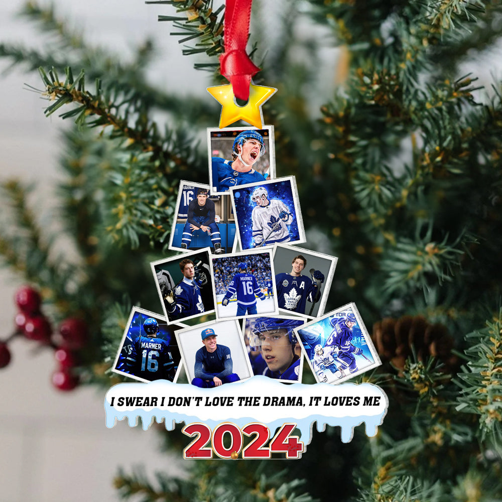 Personalized Ice Hockey Photo Ornament - Custom Christmas Tree Decoration for Hockey Fans