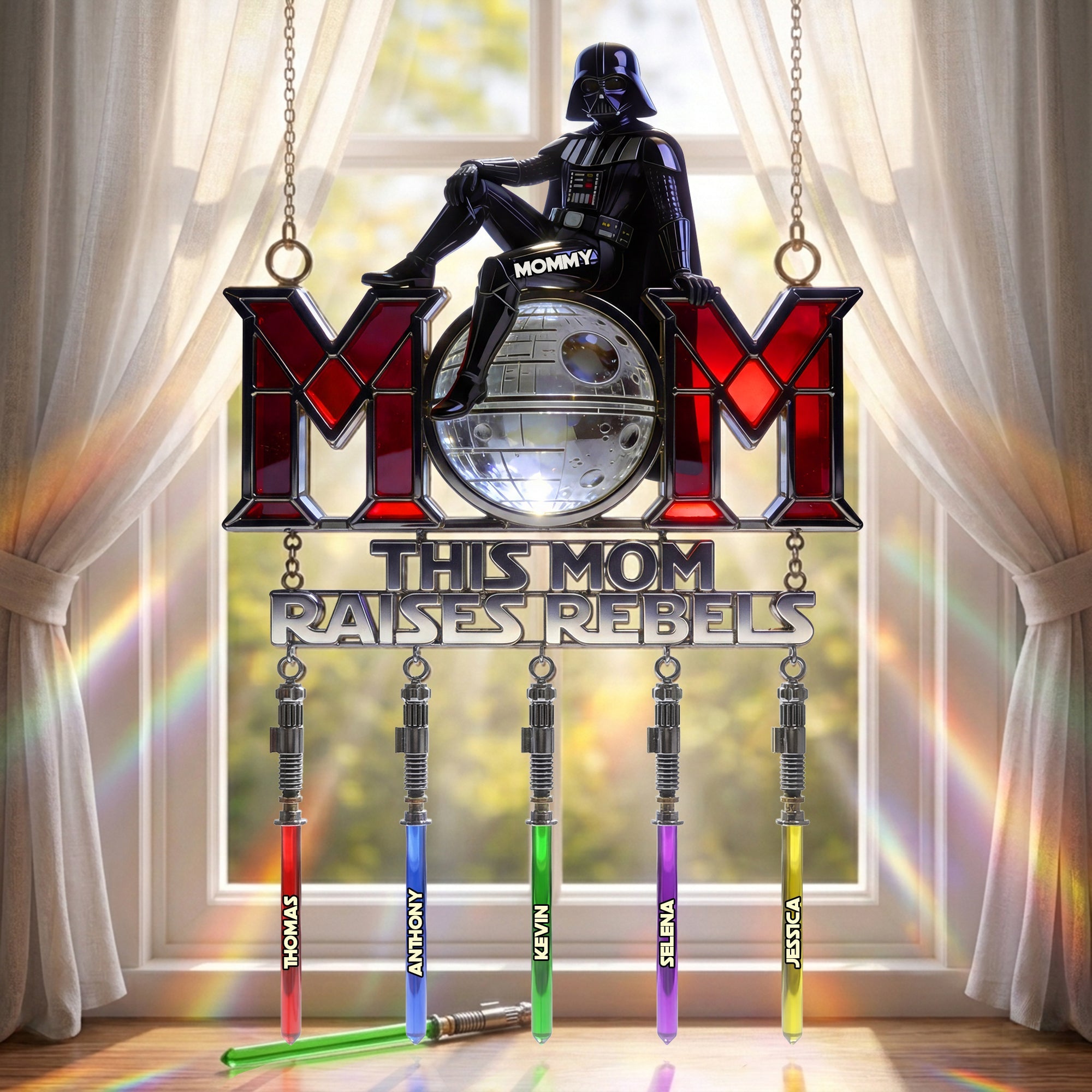 "This Mom Raises Rebels" - Personalized Suncatcher for Moms, Perfect Gift for Any Occasion Ornament PopCulturePrints