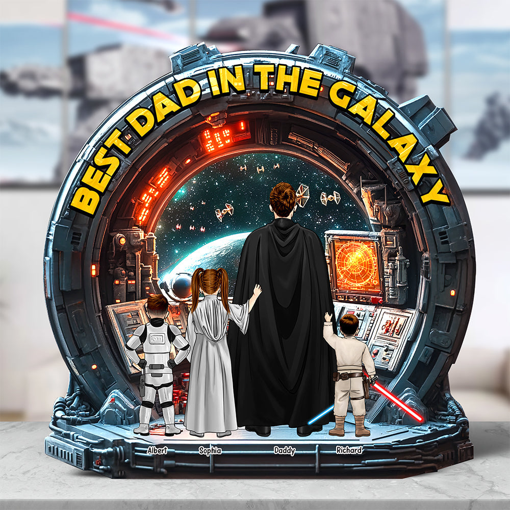 Best Dad in the Galaxy - Personalized Galaxy Dad Acrylic Plaque Shaped Plaques PopCulturePrints
