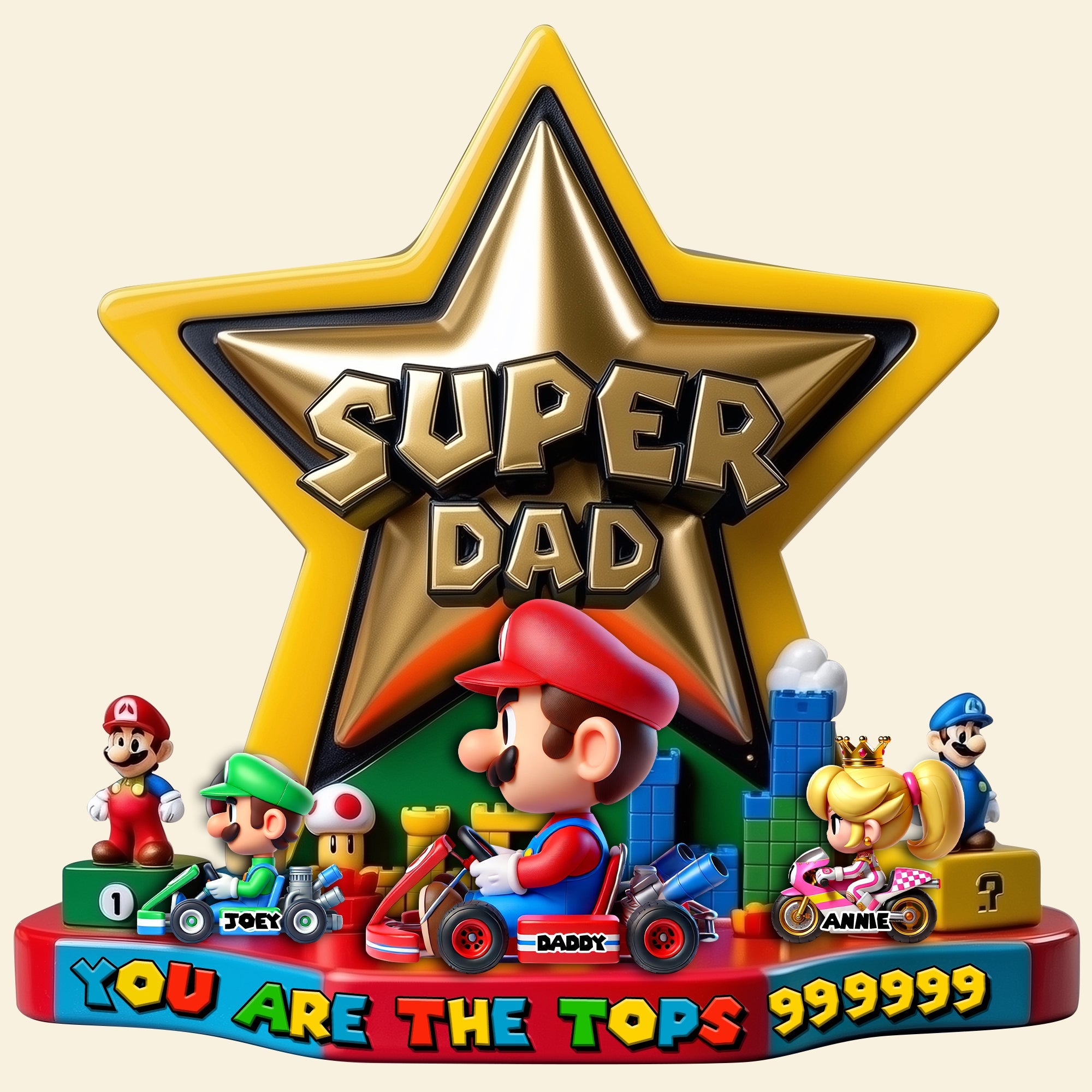 "You're the Top Super Dad!" - Personalized Acrylic Plaque for Dads and Grandpas Shaped Plaques PopCulturePrints