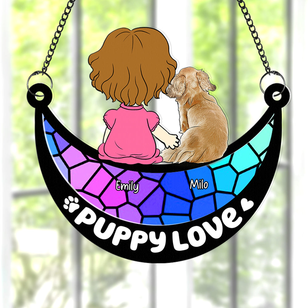 Personalized Puppy Love Suncatcher Ornament for Dog Lovers Ornament PopCulturePrints