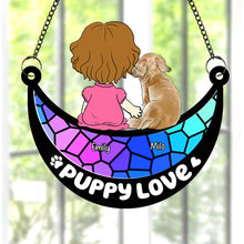Load image into Gallery viewer, Personalized Puppy Love Suncatcher Ornament for Dog Lovers Ornament PopCulturePrints
