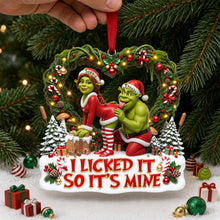 Load image into Gallery viewer, I Licked It So It's Mine - Playful Couple Acrylic Ornament Ornament PopCulturePrints
