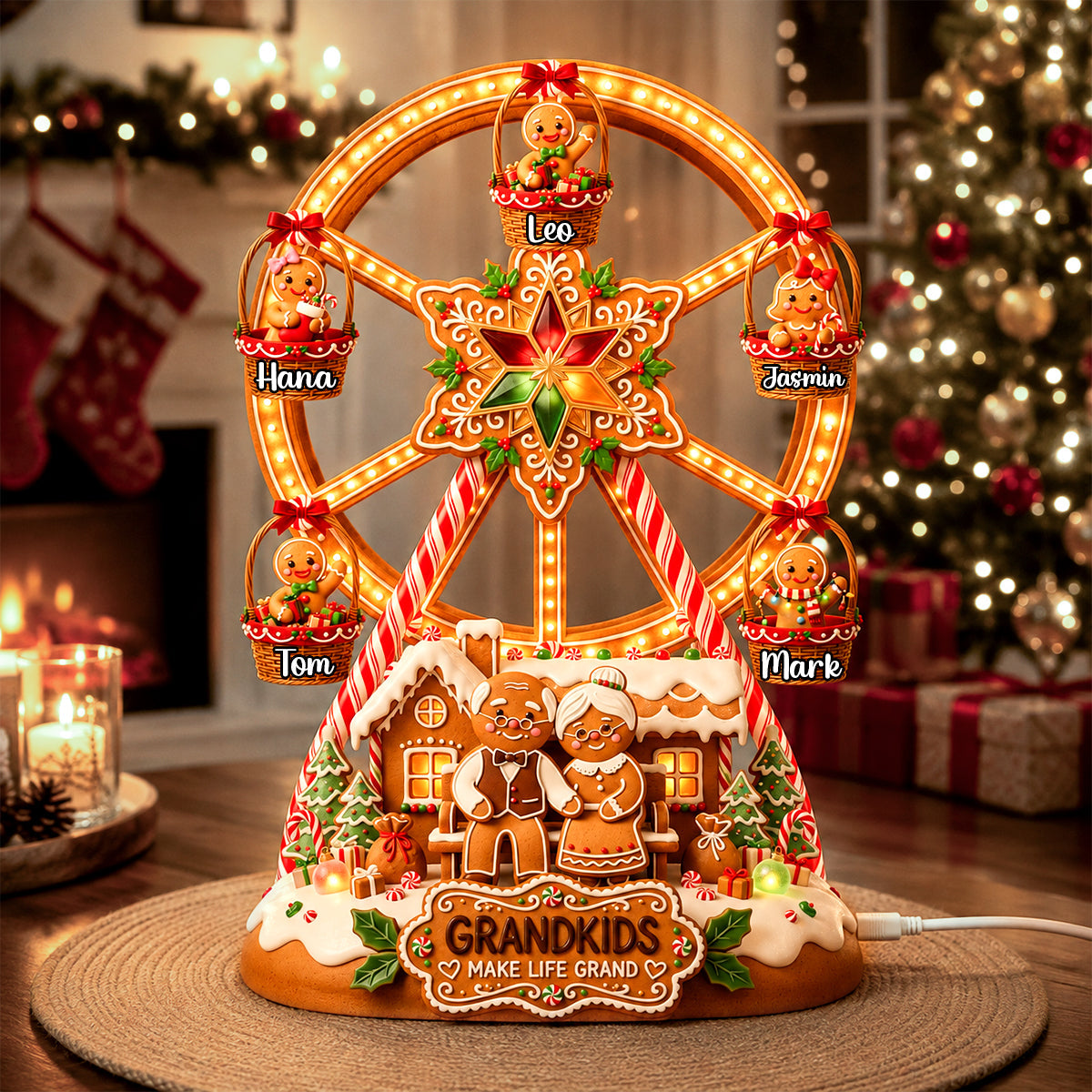 Sweetest Gingerbread Christmas - Personalized Acrylic Light Box for Grandparents