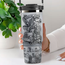 Load image into Gallery viewer, Truckers Don’t Go Grey – Personalized Badass Skull Trucker Tumbler Tumbler Cup PopCulturePrints
