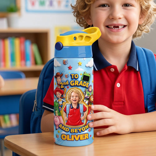 “Adventure Awaits!” Personalized Little Adventurer Kids Tumbler - Custom Photo Back to School Gift Tumbler Cup PopCulturePrints