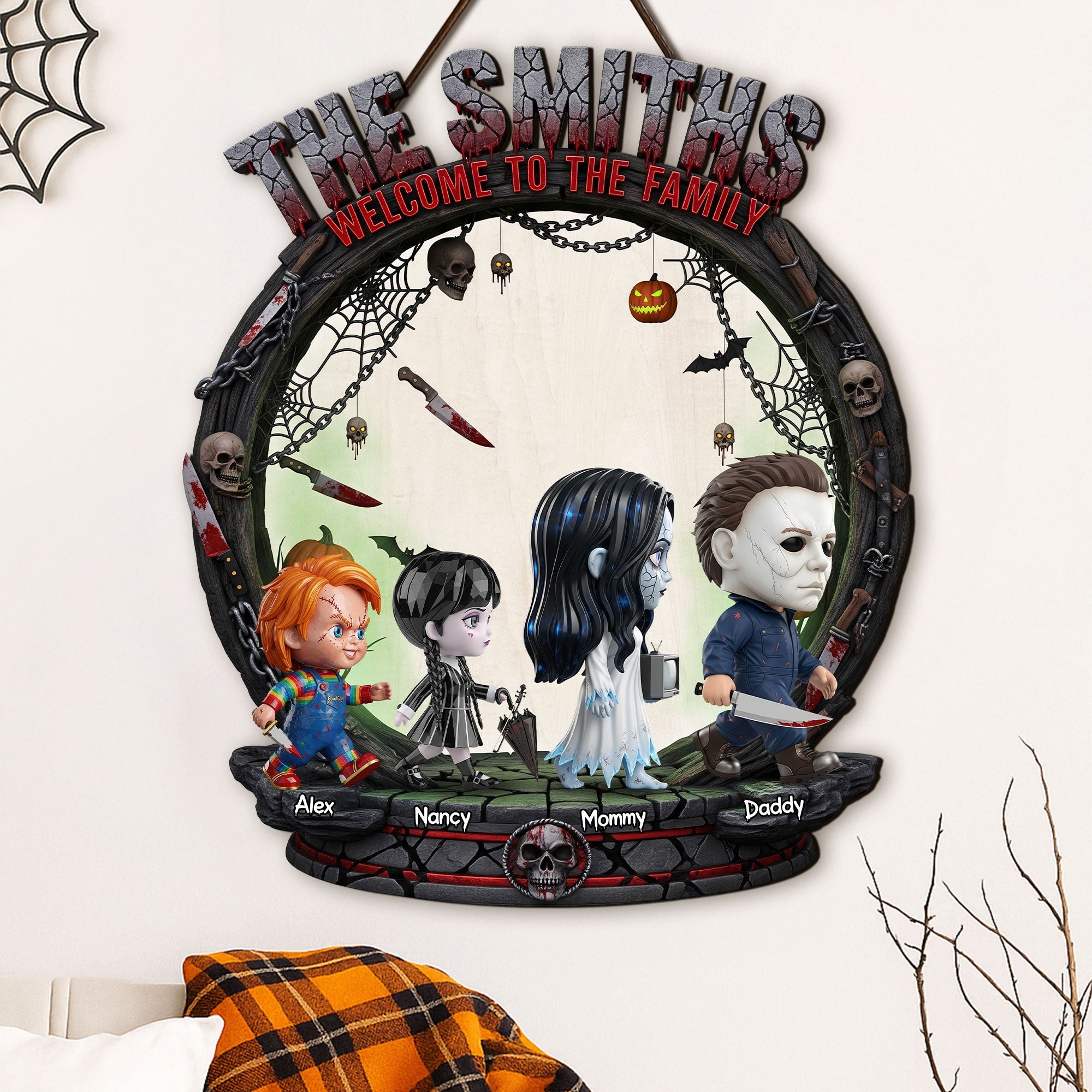 Embrace the Spooky Spirit - Horror Family Wood Sign - Personalized Gifts for Family Wood Sign PopCulturePrints