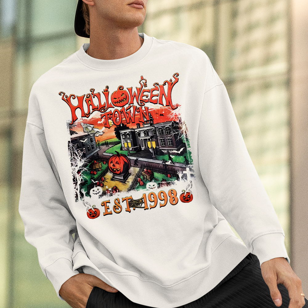 Halloween Town EST 1998 Sweatshirt - Retro Pumpkin Design