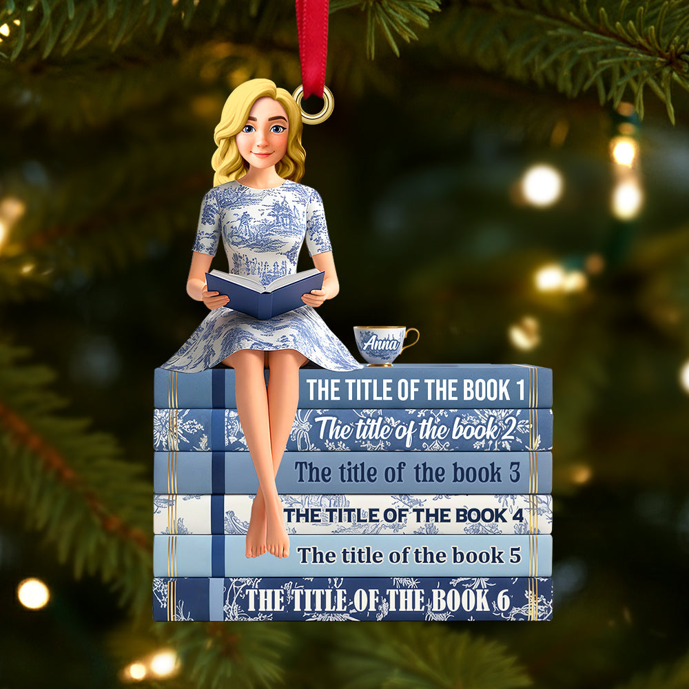 "Escape into the World of Books" - Personalized Christmas Ornament - Gift for Book Lovers Ornament PopCulturePrints