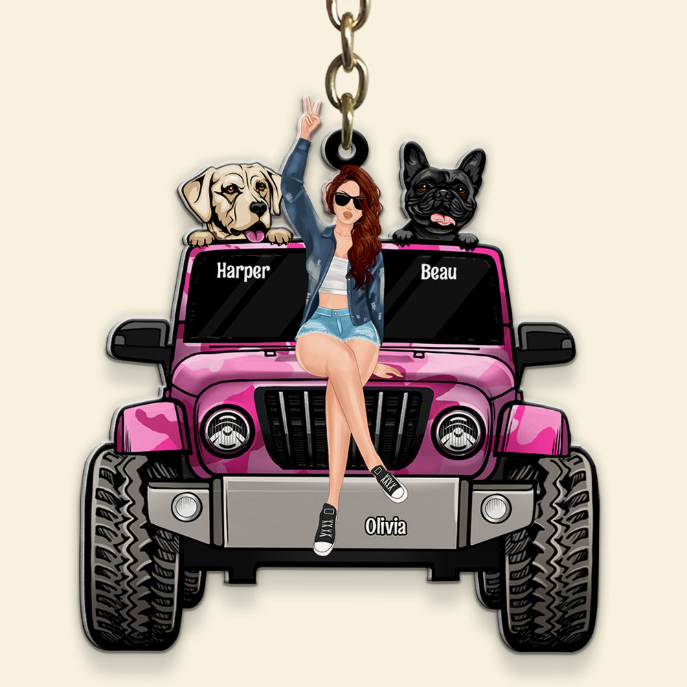 Personalized Pet Lover Car Keychain - Custom Name and Pet Design