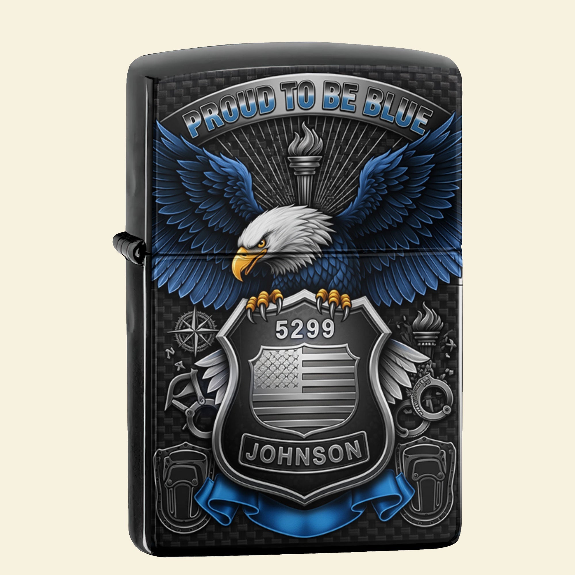 “Proud to Be Blue” - Police Lighter - Personalized Gift for Police Officers Lighter PopCulturePrints