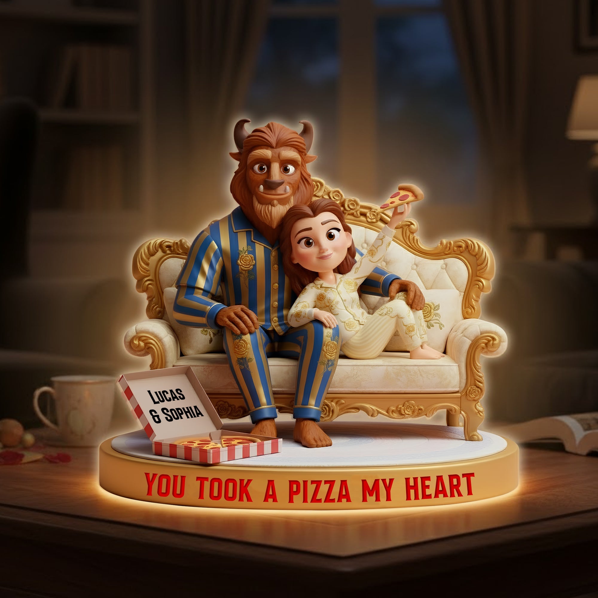 You Took a Pizza My Heart - Personalized Fairy Tales Couple Acrylic Light Box Light Box PopCulturePrints
