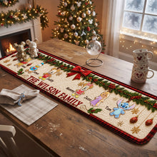 Load image into Gallery viewer, “Celebrate Family Moments” - Personalized Christmas Family Quilted Table Runner - Custom Gift for Families, Loved Ones, and Friends Quilted Table Runner PopCulturePrints
