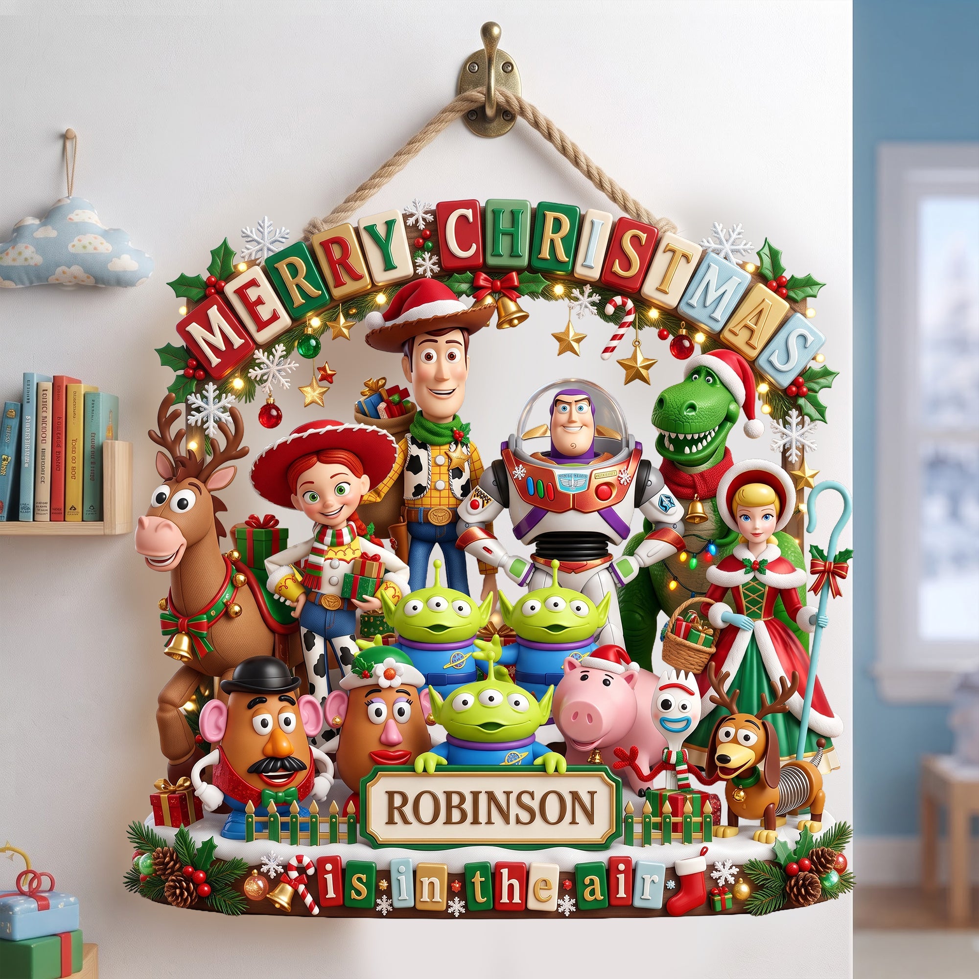 “Merry Christmas is in the air” - Holiday Friends Acrylic Sign - Personalized Christmas Family Keepsake