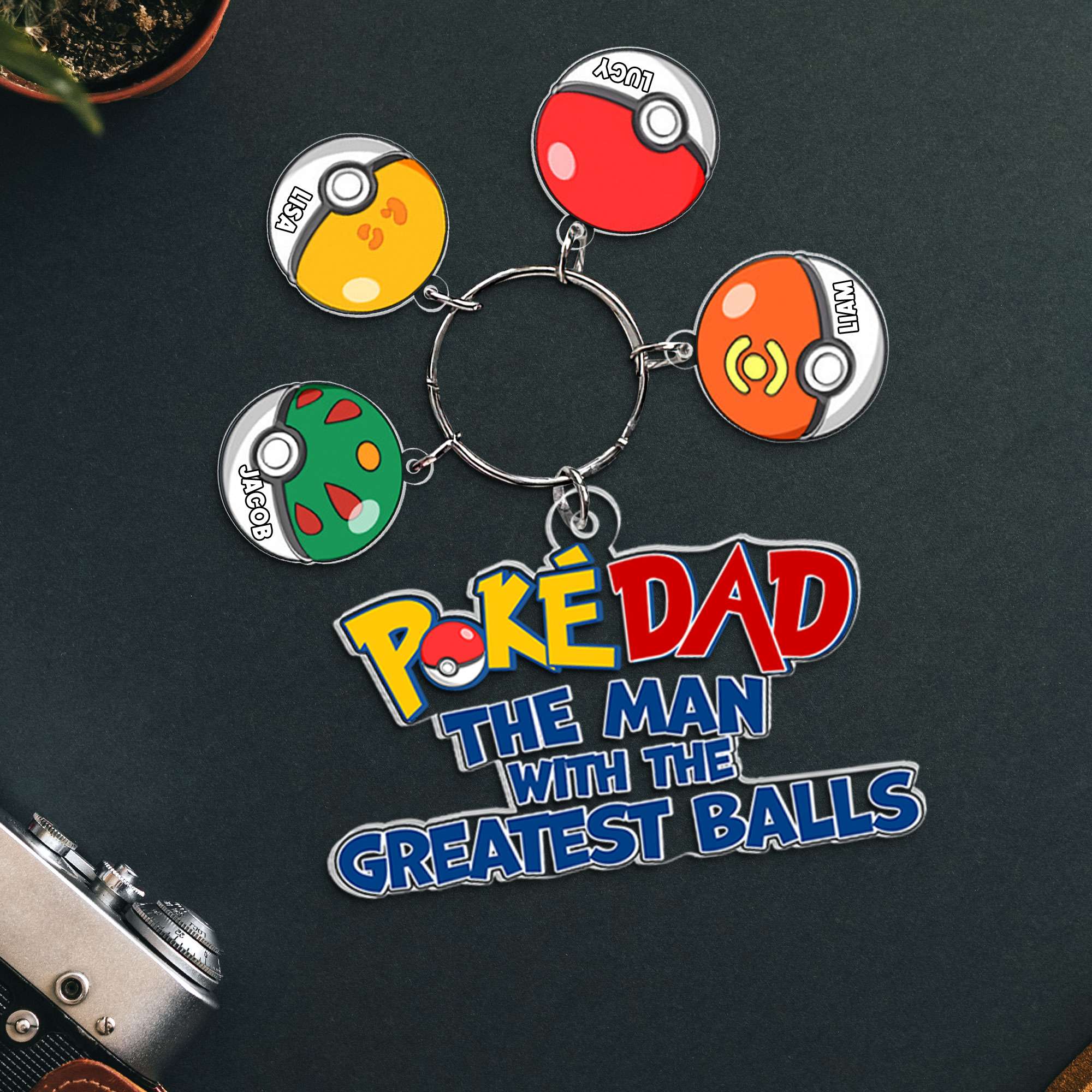 PokeDad Personalized Keychain - The Greatest Balls Gift for Father's Day Keychains PopCulturePrints