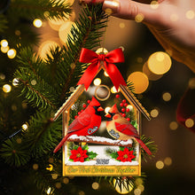 Load image into Gallery viewer, &quot;Our First Christmas Together&quot; - Personalized Couple Cardinal Christmas Ornament Ornament PopCulturePrints
